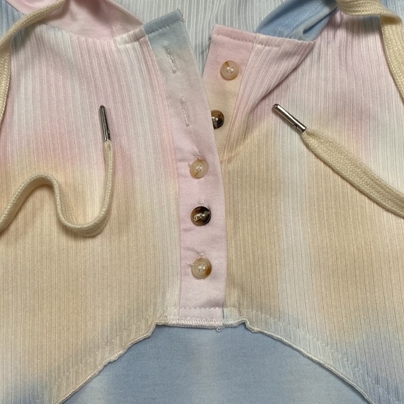 Boutique Tie Dye Hooded Top 💗 Pink Blue Yellow & White - Picture 6 of 14